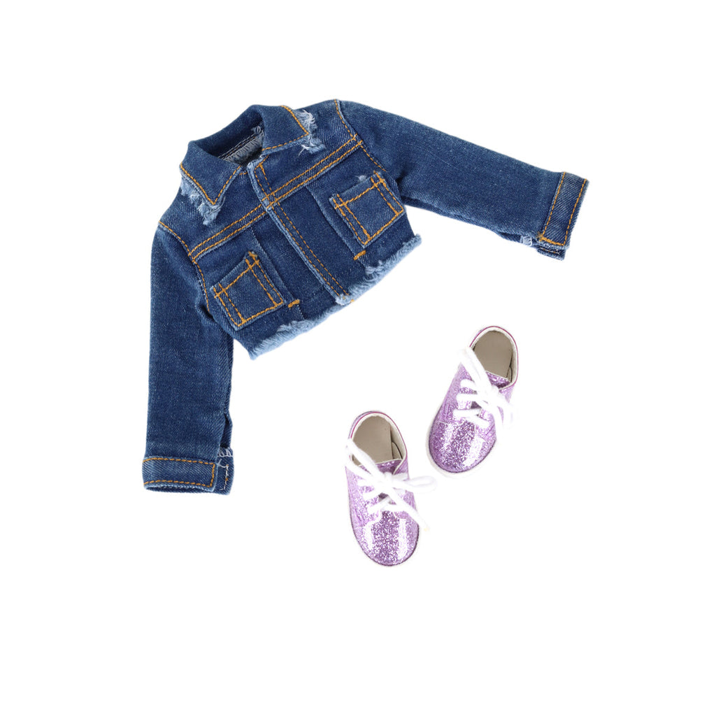  Denim Duo Purple Shoes ruby red siblies outfit collectible doll Jacket shoes