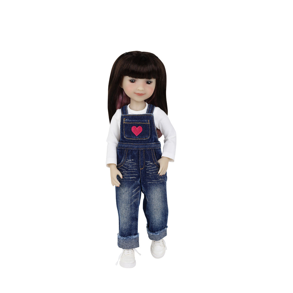  dungaree day ruby red fashion friends outfit vinyl doll front