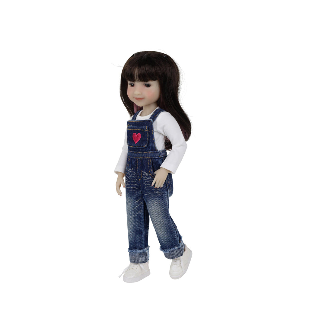  dungaree day ruby red fashion friends outfit vinyl doll side