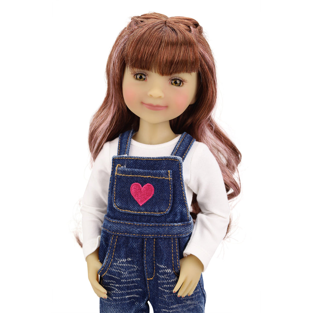  dungaree day ruby red fashion friends outfit vinyl doll zoom