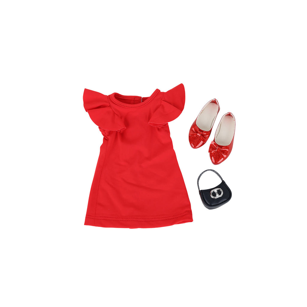  reddy set g  ruby red fashion friends outfit vinyl doll sandel purse top
