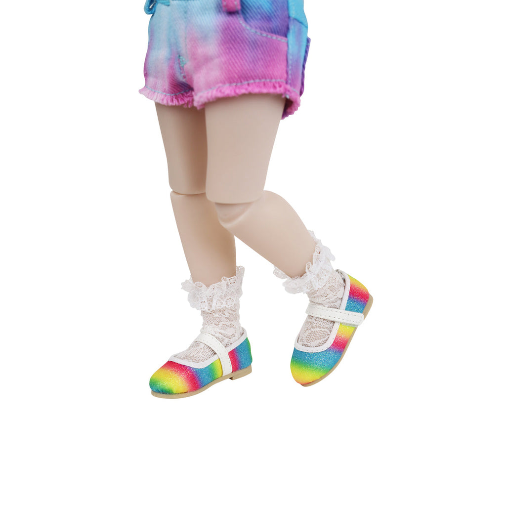 work and play ruby red fashion friends outfit vinyl doll rainbow shoes left